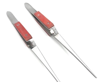 Fiber Cross-Hold Tweezers – Self-Locking Precision Tool for Jewelry, Soldering, Electronics & Wire Work - Set of 2 - Curved and Straight