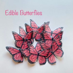 Pink+Black Edible Wafer Butterflies