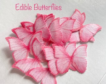 Pink Edible Wafer Butterflies