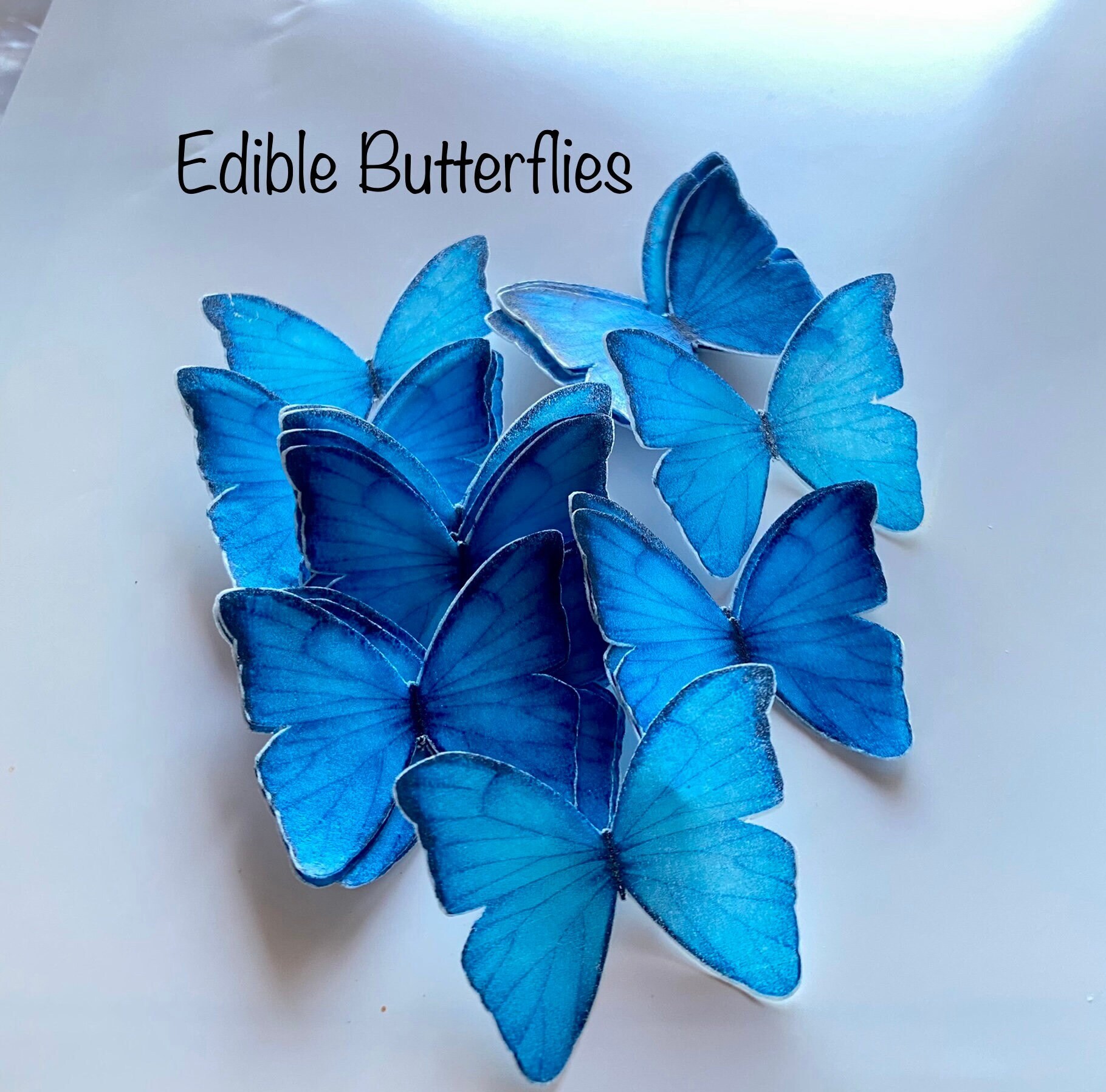 Blue Edible Wafer Butterflies Etsy