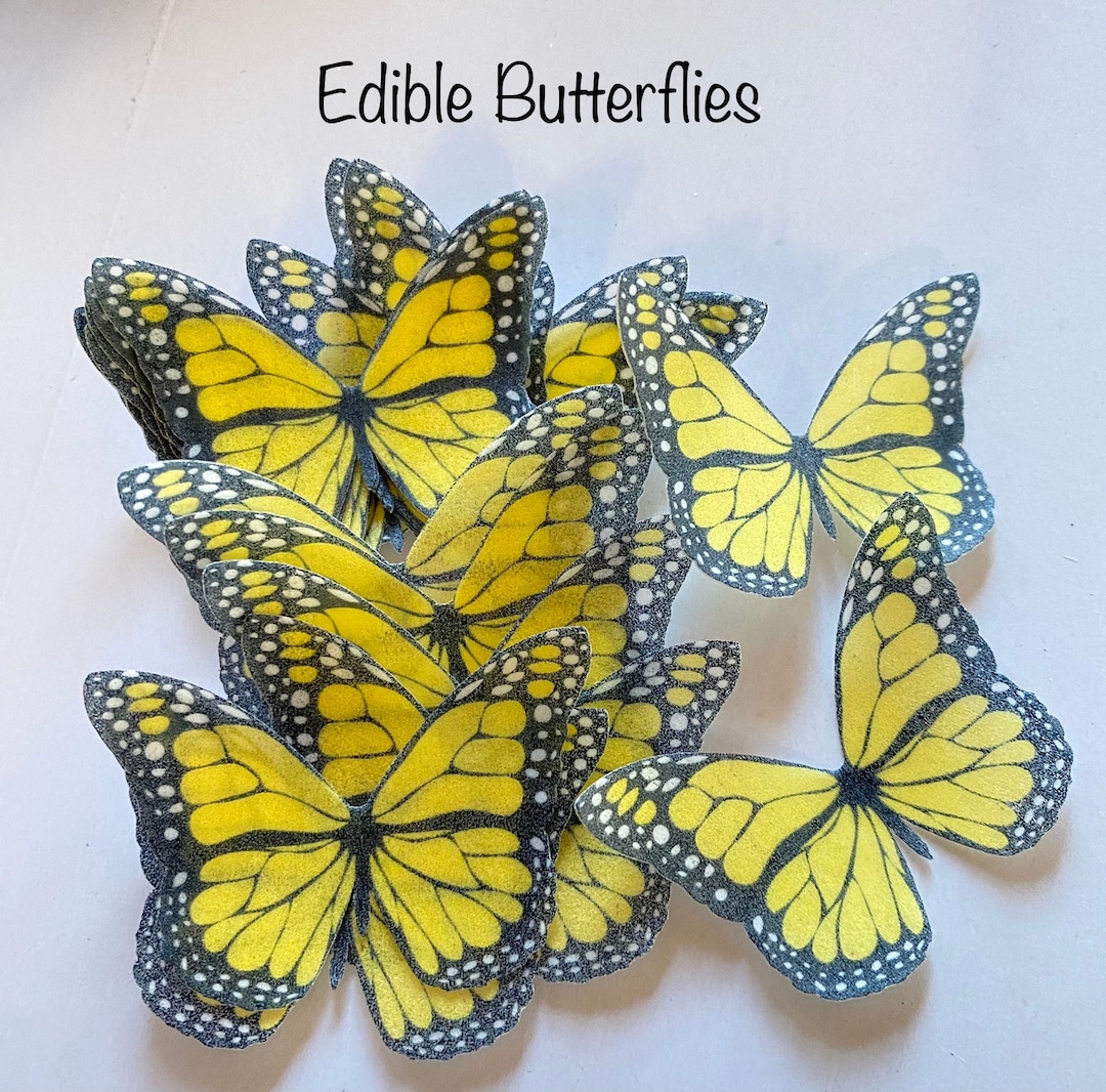 Yellow Edible Wafer Butterflies Etsy