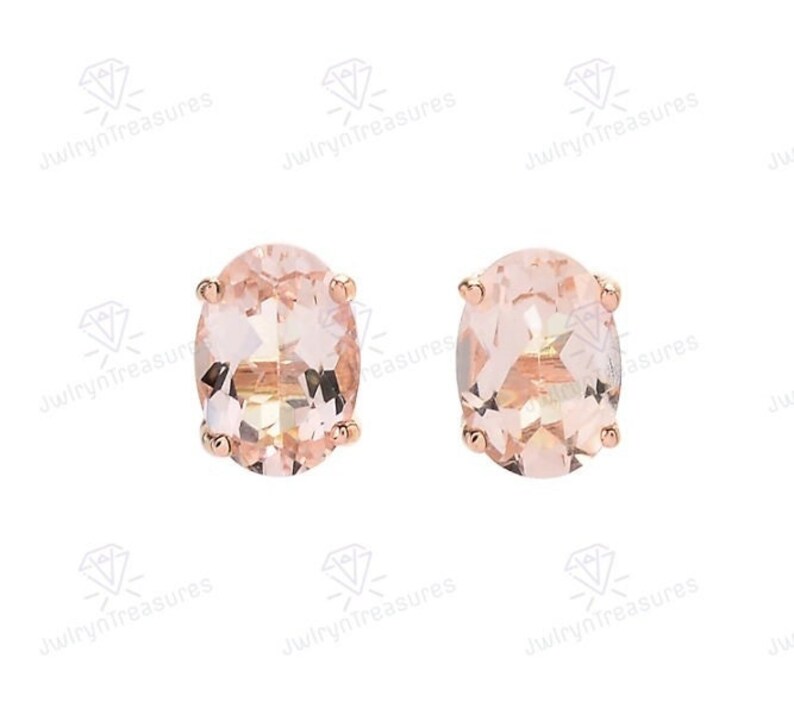 Natural Morganite Stud Earrings Limited time for free Time sale shipping Birthstone MM 6x4 S Oval