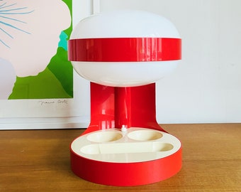 Red KD29 Plastic Table Lamp by Joe Colombo for Kartell | Italian Space Age | 1960s | Mid-century Modern |  Desk light |  home decor