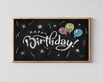 Chalkboard Happy Birthday Screen Art – Samsung Frame TV Digital File