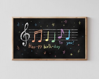 Samsung Frame TV Art, Happy Birthday Song , Art musical chalk, Frame TV Art, Téléchargement instantané, Téléchargement numérique, Tableau noir