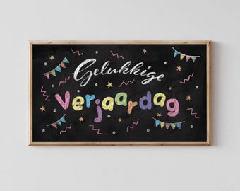 Gelukkige Verjaardag Chalkboard Art – Samsung Frame TV Digital Download