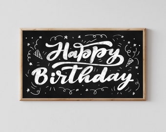 Samsung Frame Birthday Digital Art – Festive Chalkboard Illustration