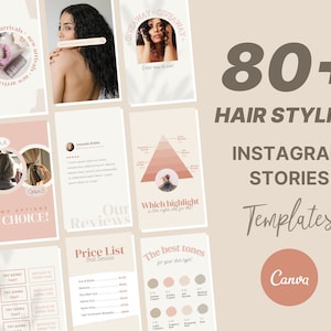 80+ Hair Stylist Instagram Stories | Haircare Templates | Editable Hair Saloon Social Media | Canva Template Instagram