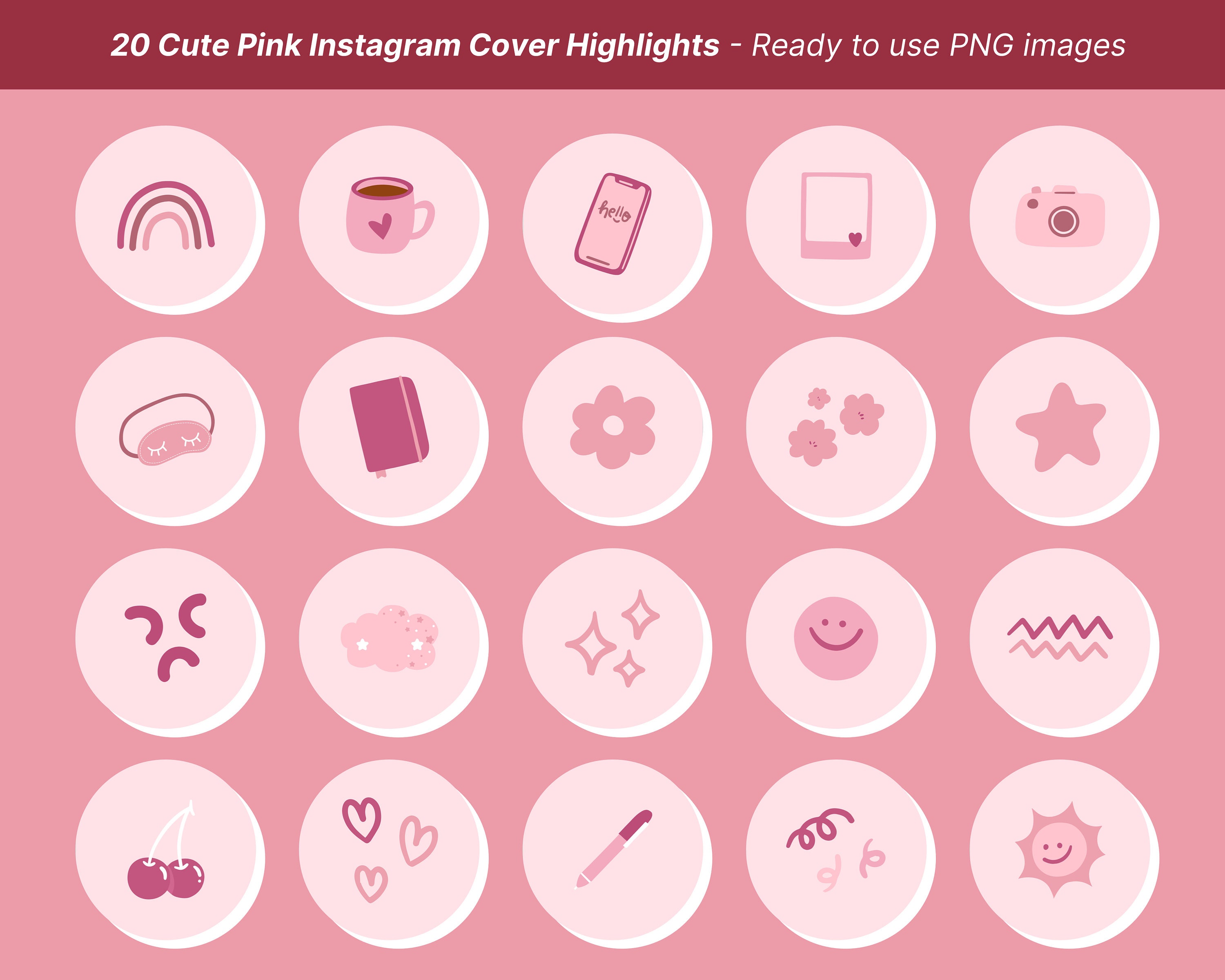 20 Girl Boss Instagram Highlight Covers, Pink Instagram Highlight Set, Cute Pink  Instagram Highlight Cover, Abstract, Pink Highlights 