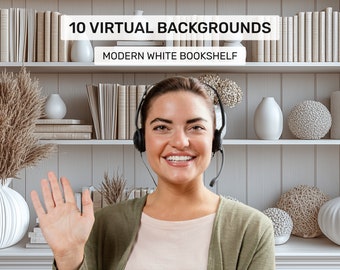 10 Modern White Shelf Zoom Backgrounds, Zoom Background Office, Book Shelf Background, Zoom Backgrounds, Virtual Background, Bookcase Zoom