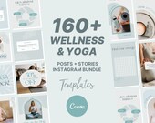 Yoga Instagram Bundle: 160+ Wellness Posts & Stories - Canva Template