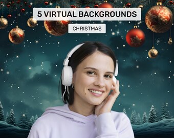 5 Weihnachten Zoom-Hintergründe: Urlaub Virtueller Hintergrund (Digitaler Download)