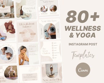 Wellness Instagram Post Templates: Yoga & Wellbeing (Canva Template)