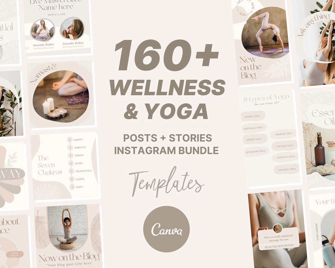 160+ Wellness Instagram BUNDLE | Yoga & Wellbeing Instagram Templates ...