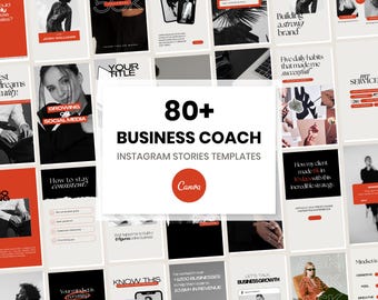 Business Coach Instagram Stories Templates: Red Canva Designs (80+)