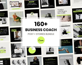 160+ Business Coach Instagram BUNDLE | Neon Instagram Templates | Coach Instagram Templates | Canva Template Instagram