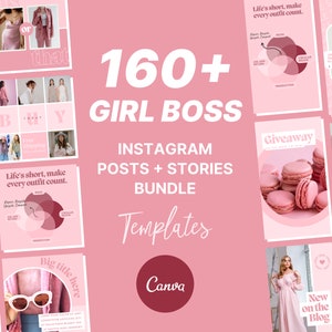160+ Girl Boss & Small Business Instagram BUNDLE | Product Instagram Template | Instagram Posts and Stories | Canva Instagram