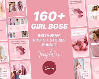 160+ Girl Boss & Small Business Instagram BUNDLE | Product Instagram Template | Instagram Posts and Stories | Canva Instagram