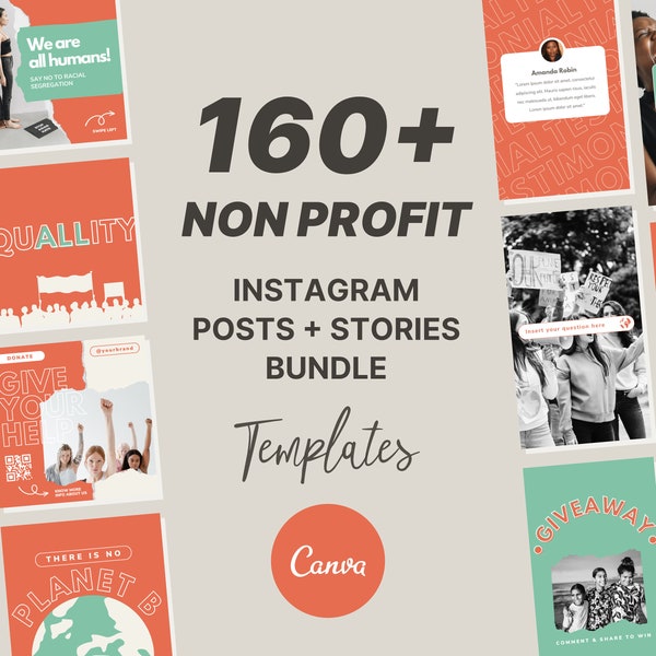 160+ Nonprofit Instagram BUNDLE | Fundraising & Charity Instagram Templates | Activists Templates | Canva Template Instagram