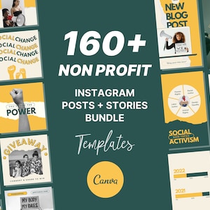160+ Nonprofit Instagram BUNDLE | Fundraising & Charity Instagram Templates | Activists Templates | Canva Template Instagram