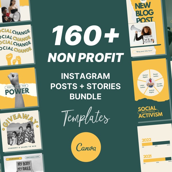 160+ Nonprofit Instagram BUNDLE | Fundraising & Charity Instagram Templates | Activists Templates | Canva Template Instagram