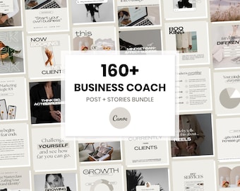 Business Coach Instagram Templates: Neutral Canva Bundle