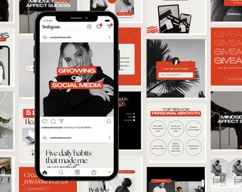 160+ Business Coach Instagram BUNDLE | Red Instagram Templates | Coach Instagram Templates | Canva Template Instagram