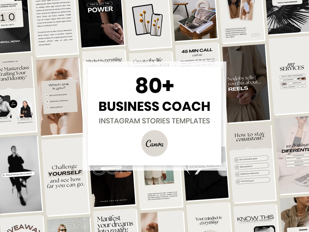 Business Coach Instagram Stories: Neutral Canva Templates - Etsy