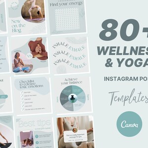 Yoga Instagram Post Templates: Wellness & Meditation (Canva Editable)