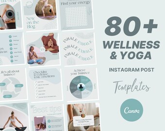 Yoga Instagram Post Templates: Wellness & Meditation (Canva Editable)