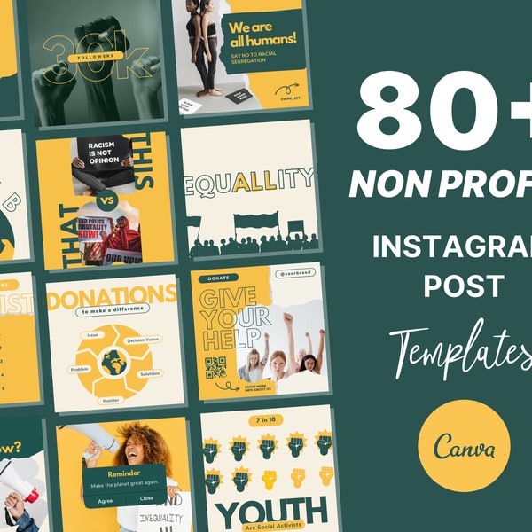 80+ Nonprofit Instagram Posts | Fundraising & Charity Instagram Templates | Activists Templates | Canva Template Instagram