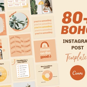 80+ Colorful Boho Instagram Posts, Canva Templates, Creative Instagram Templates, Instagram feed Post