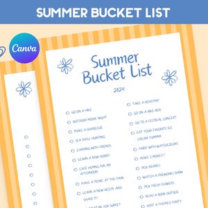 Summer Bucket List Printable, Custom Summer Bucket List, Summer To Do List, Editable Template Instant Digital Download