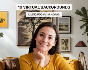 Living Room Zoom Backgrounds: Polished Home Office Backdrop (Digital Download)