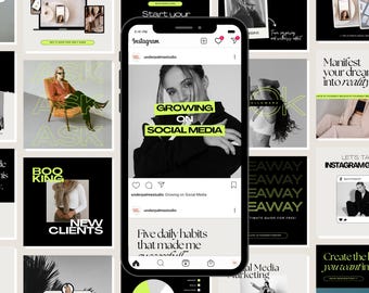 160+ Business Coach Instagram BUNDLE | Neon Instagram Templates | Coach Instagram Templates | Canva Template Instagram