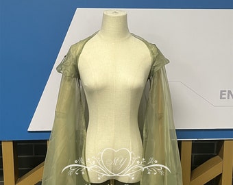 57'' Wedding Hooded Cape Veil,Plain Organza Wedding Cape with Cap,Simple Wedding Veil,Bridal Cape Veil,Bridal Veil,Black/White/Green