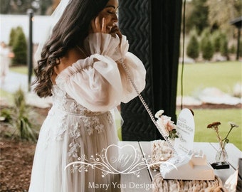 Abnehmbare Tüllärmel, einfache solide Elfenbein-Tüllärmel, Kleidärmel für Hochzeit, Brautpop-Ärmel, abnehmbare Brautaccessoires-Ärmel