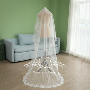 Unsutuo Bride Wedding Veil 1 Tier Cathedral Veil Bridal Tulle Veil with  Comb Drop Veil for Women and Girls (59W-212L,Ivory)