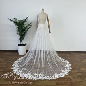 Fairytale Detachable Flower Applique Train,Detachable Train for Wedding,Floral Detachable Skirt,Bridal Wedding Overskirt,Removable Skirt