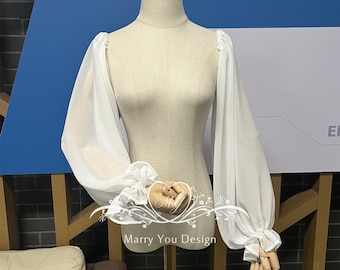 Chiffon Abnehmbare Weiß / Schwarze Brautkleid Ärmel,Hochzeitsärmel,Weiche Abnehmbare Brautkleidärmel,Brautärmel,Kleiderärmel