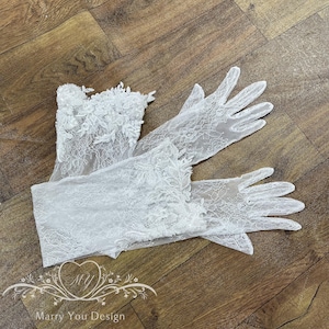 Dreamy Floral Gloves,Ivory Wedding Gloves,Bridal Tulle Gloves,Long Wedding Gloves with Flowers,Arm Gloves,Photo Shooting Woman Gloves