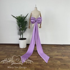 Custom Any Colors Bow,Removable Satin Bridal Dress Bow,Oversized Detachable Bow with Long Train,Wedding Dress Big Bow,Bridal Accessories Bow