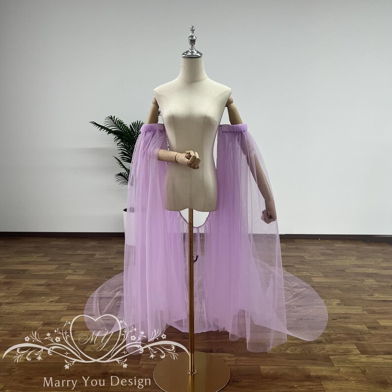 Minimalist Tulle Wedding Cape,pleating Long Sleeves With Long Train ...