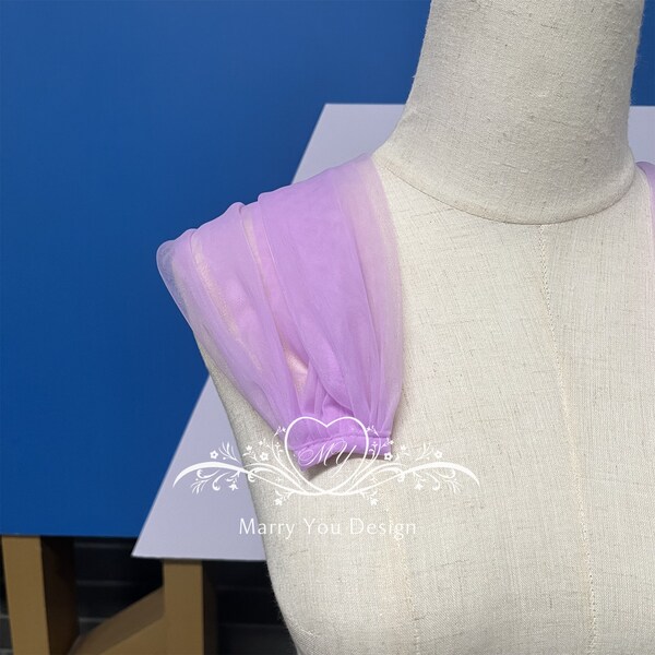 Vintage Lavender Detachable Straps Sparkle Tulle A-Line Ruffled Beaded Evening Gown DP7397 main image 1