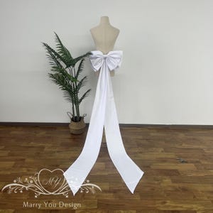 Minimalist Oversized Detachable Bow with Long Train,Satin Bridal Dress Bow,Big Bow for Wedding Dress,Long Removable Bridal Accessories Bow