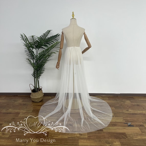 Minimalist Wedding Detachable Train,simple Tulle Detachable