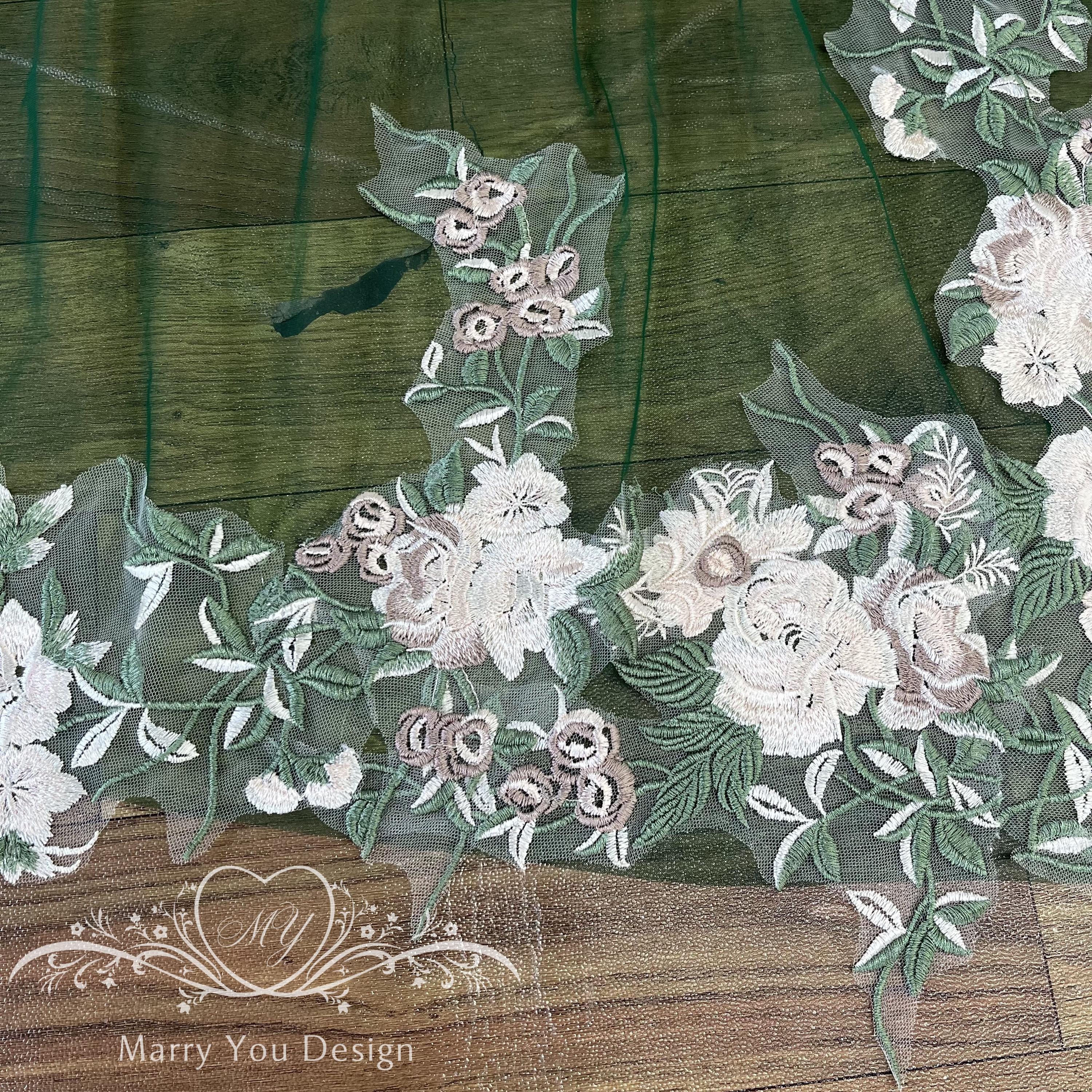 Deep Green V-shaped Wedding Floral Cape,backless Bridal Cape With Green ...