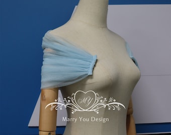 Plain Tulle Off the Shoulder Bridal Shawl,Custom Any Colors Removable Bridal Wrap,Wedding Dress Cover Up,Detachable Bridal bolero