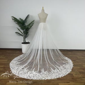 Romantic Detachable Train for Wedding,Dreamy Floral Lace Detachable Skirt,Detachable Flower Applique Train,Open Front Removable Train