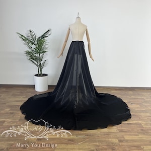 Gothic Black Wedding Detachable Train,Shiny Satin Detachable Skirt,Open-front Detachable Train,Bridal Overskirt,Removable Bridal Skirt